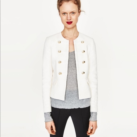 Zara XS MILITARY BLAZER WITH GOLDEN BUTTONS  VELVET MILITARY BLAZER - Picture 5 of 16